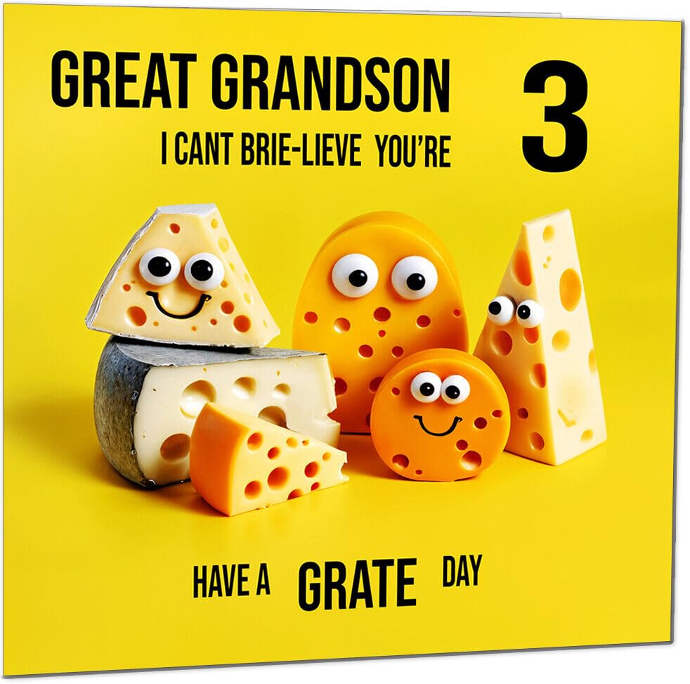Great Grandson Birthday Card - Cheese Pun Funny Great Grandson