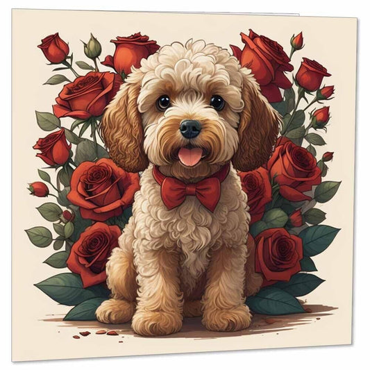 Cockapoo Valentines Day Card Cockapoo Greeting Card Roses 145mm x 145mm