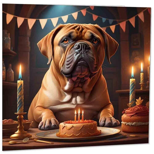 Dogue de Bordeaux Birthday Card - B'day 145mm x 145mm