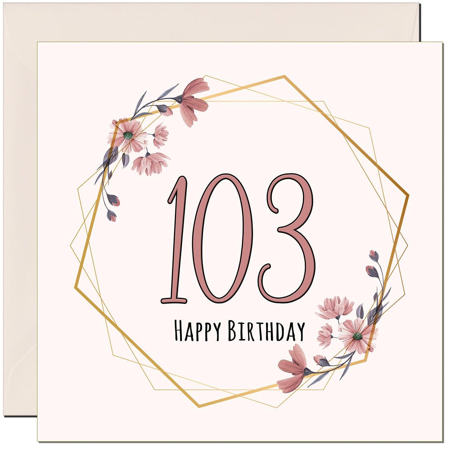 Floral Birthday Card for Women Elegant Beautiful