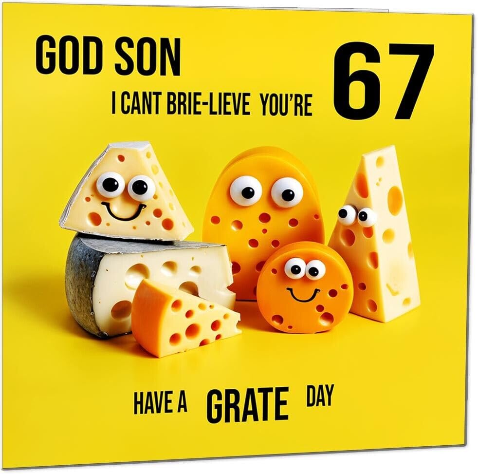 God Son Birthday Card - Cheese Pun Funny God Son's