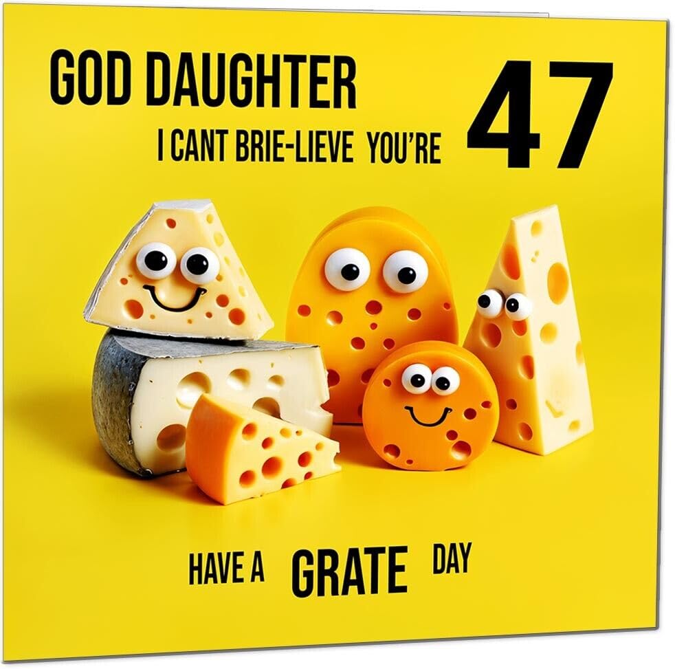 God Daughter Birthday Card - Cheese Pun Funny God Daughters