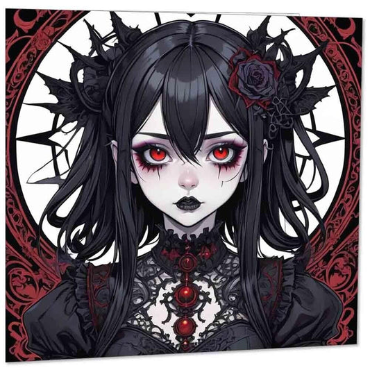 Gothic Birthday Card - Anime Goth Girl Greeting Card Teen Girls wednesday 145mm x 145mm