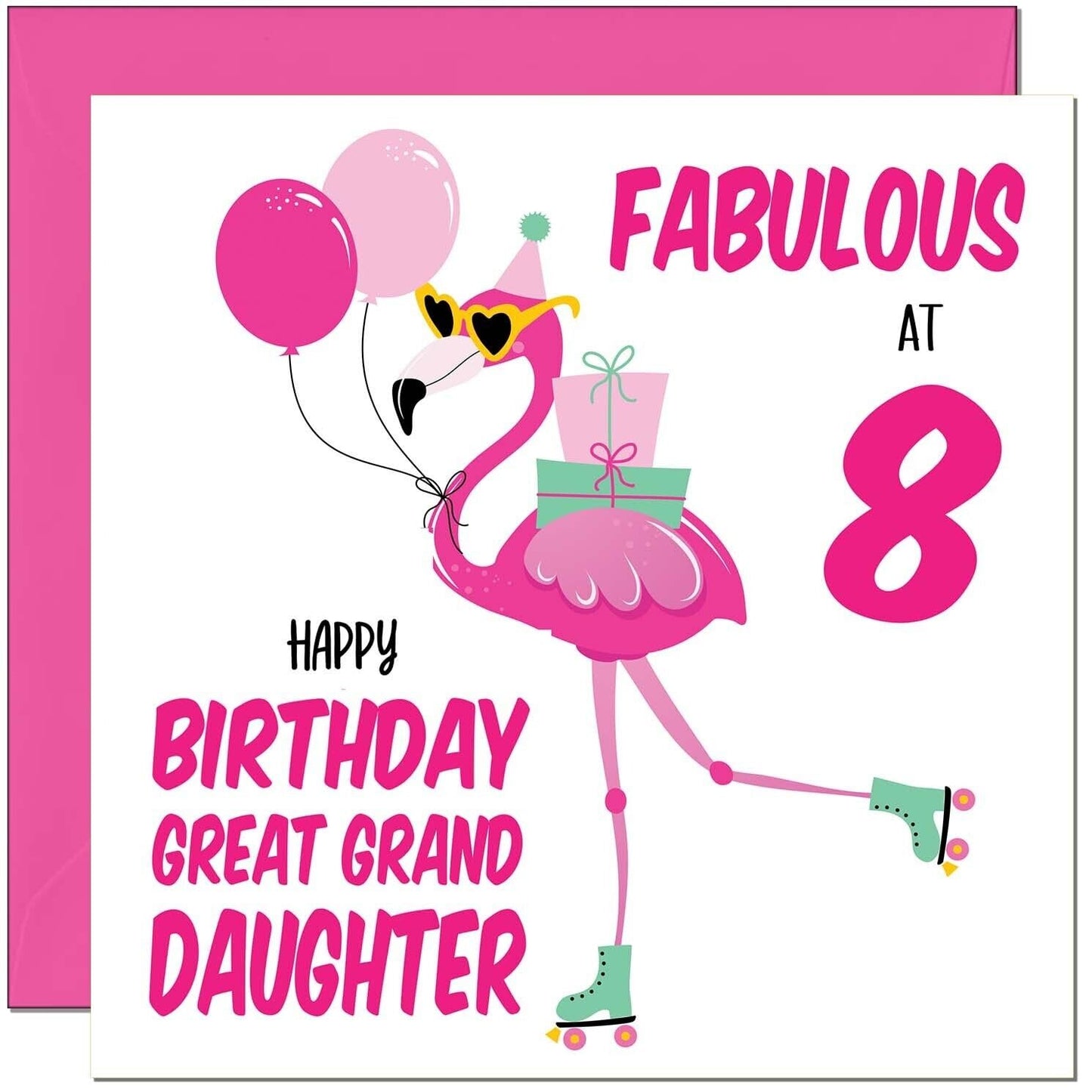 Great Granddaughter Birthday Card - Fabulous Flamingo - Cute Great Granddaughter