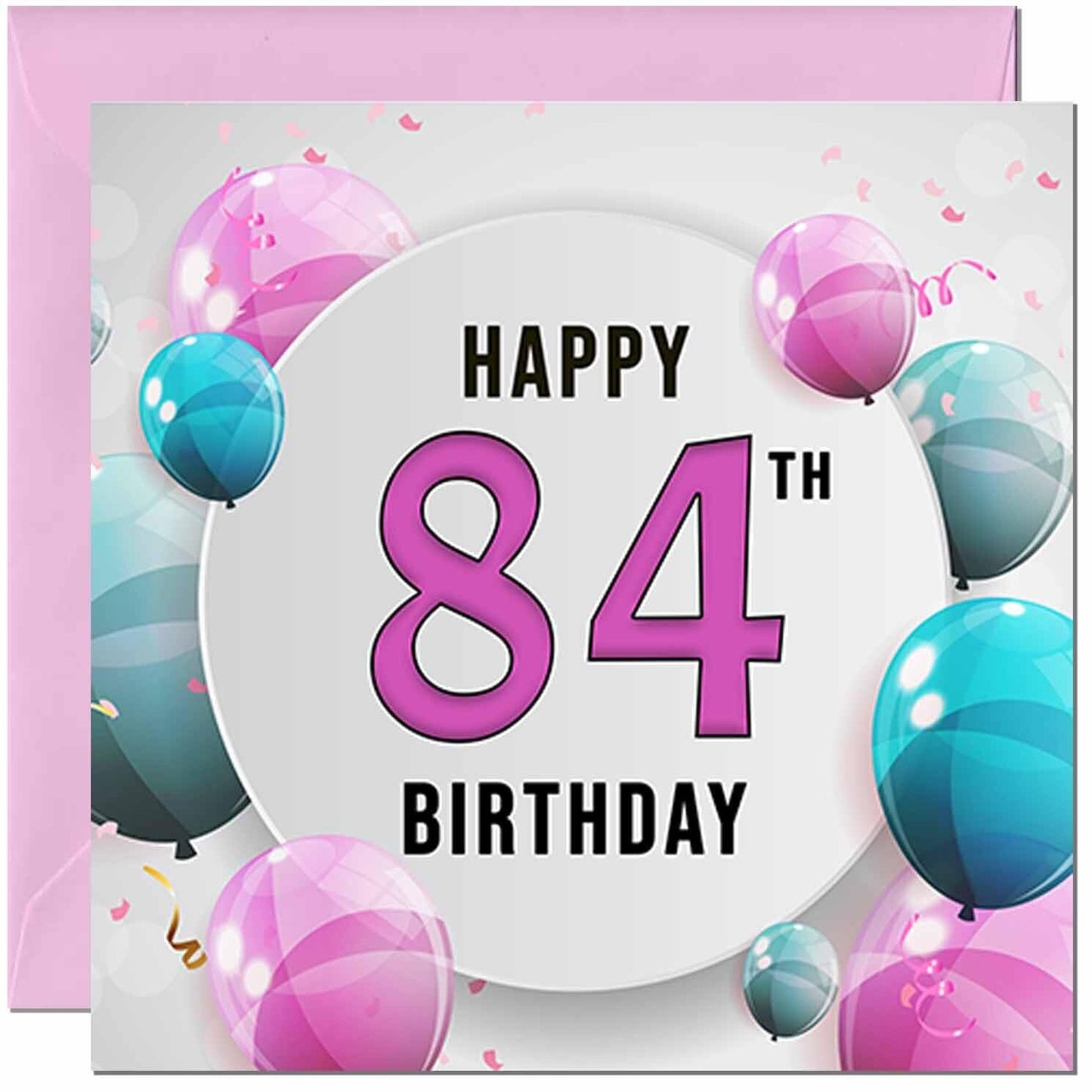 Birthday Card for women - Pink Turquoise Balloon Number
