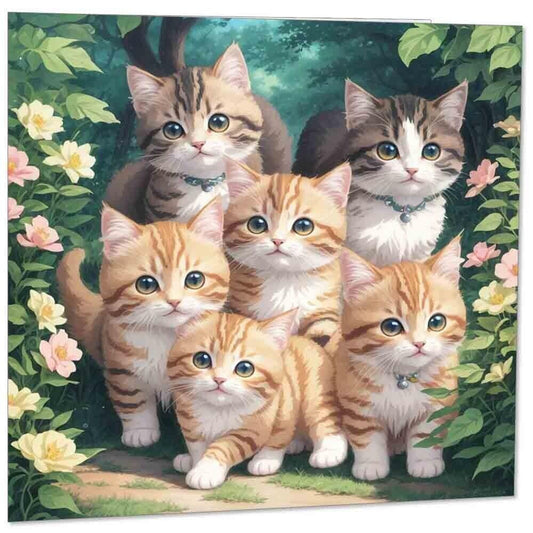 Kittens Greeting Card - Cute Adorable Cats Birthday Card 145mm x 145mm
