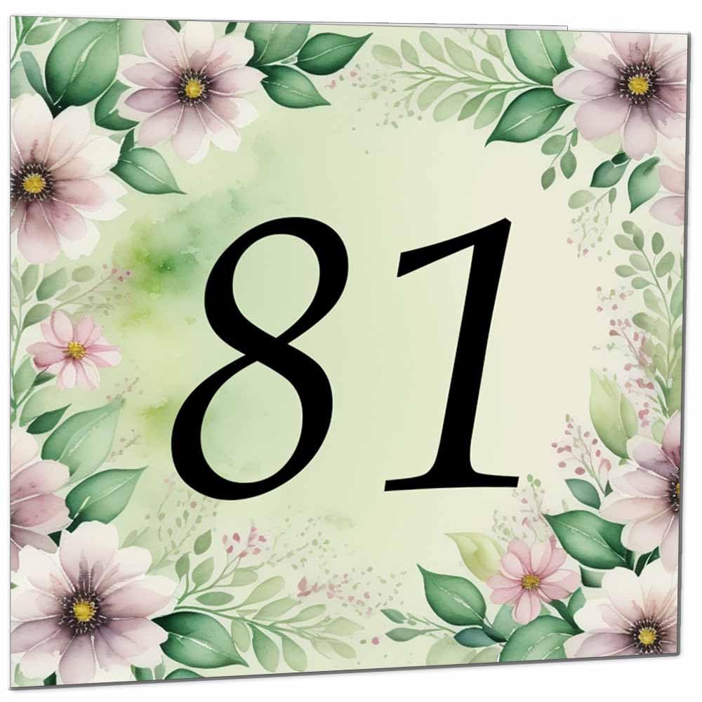 80th Birthday Card for Women Men - Green Floral Birthday Cards for 80 year old Lady Eighty Eightieth Ladies Grandma Nan Aunt Mum Sister Mom Friend