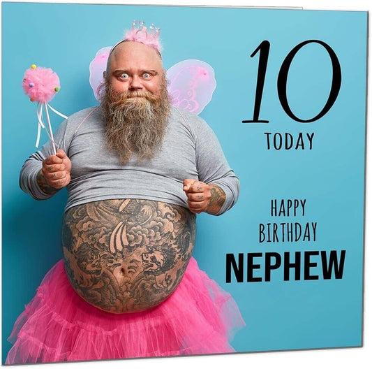 Nephew Funny Birthday Card - Bearded Man Joke Funny Nephews