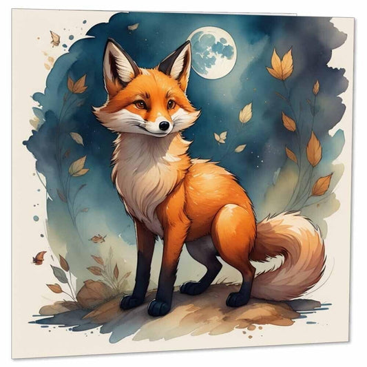Fox Moon Greeting Card Cute Fox Card 145 x 145mm