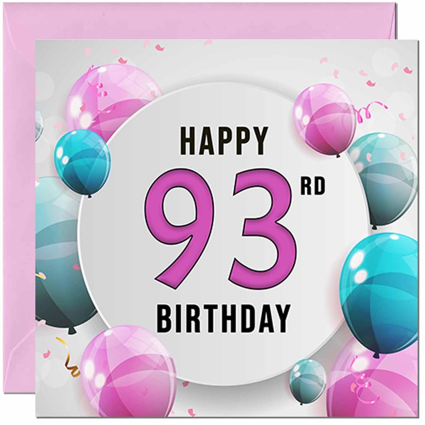 Birthday Card for women - Pink Turquoise Balloon Number