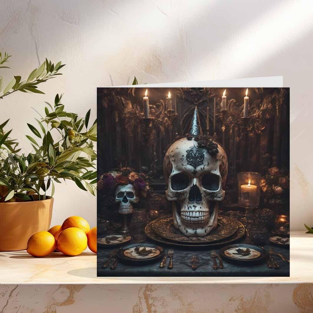 Gothic Skulls Birthday Card Goth Alternative Greeting Card 145 x 145mm