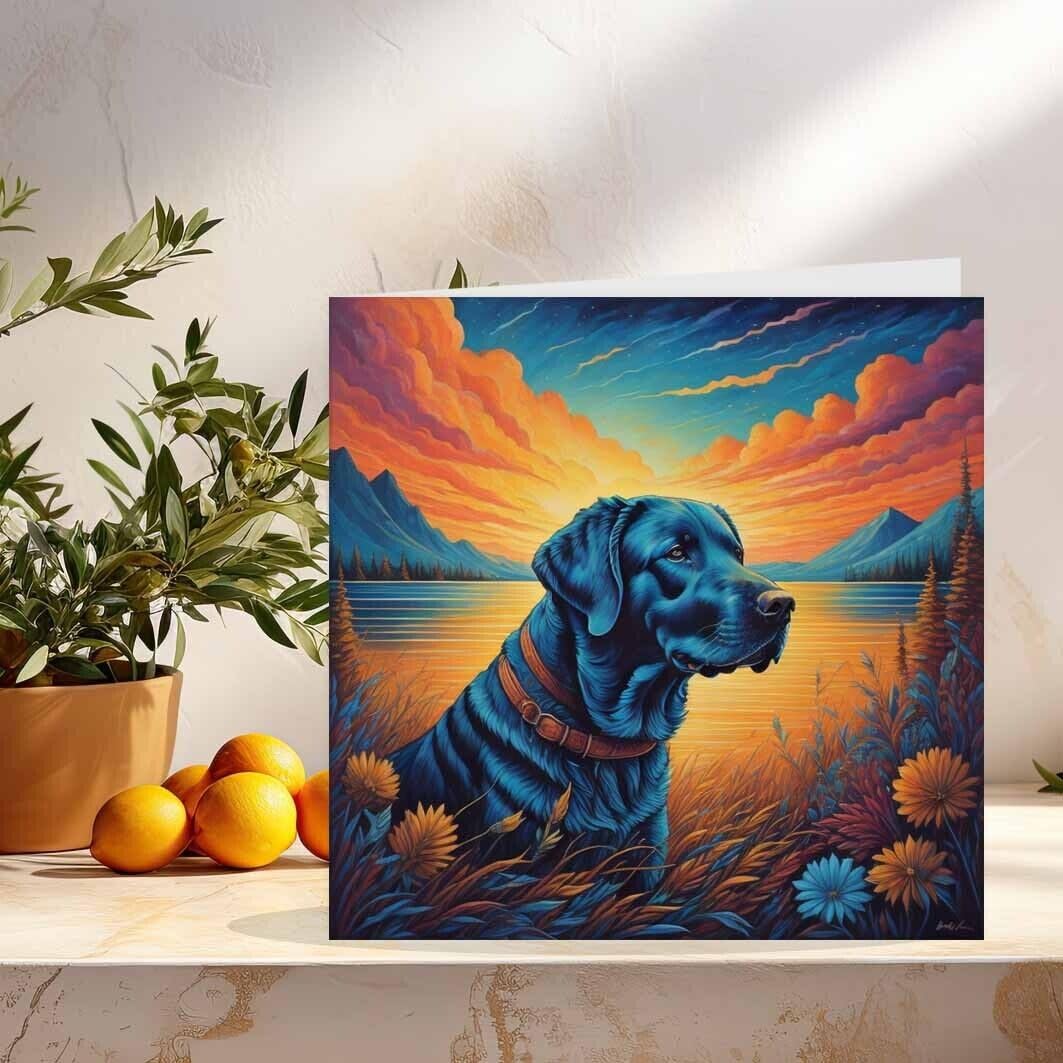 Labrador Painting Greeting Birthday Card Labrador illustration art 145 x 145mm