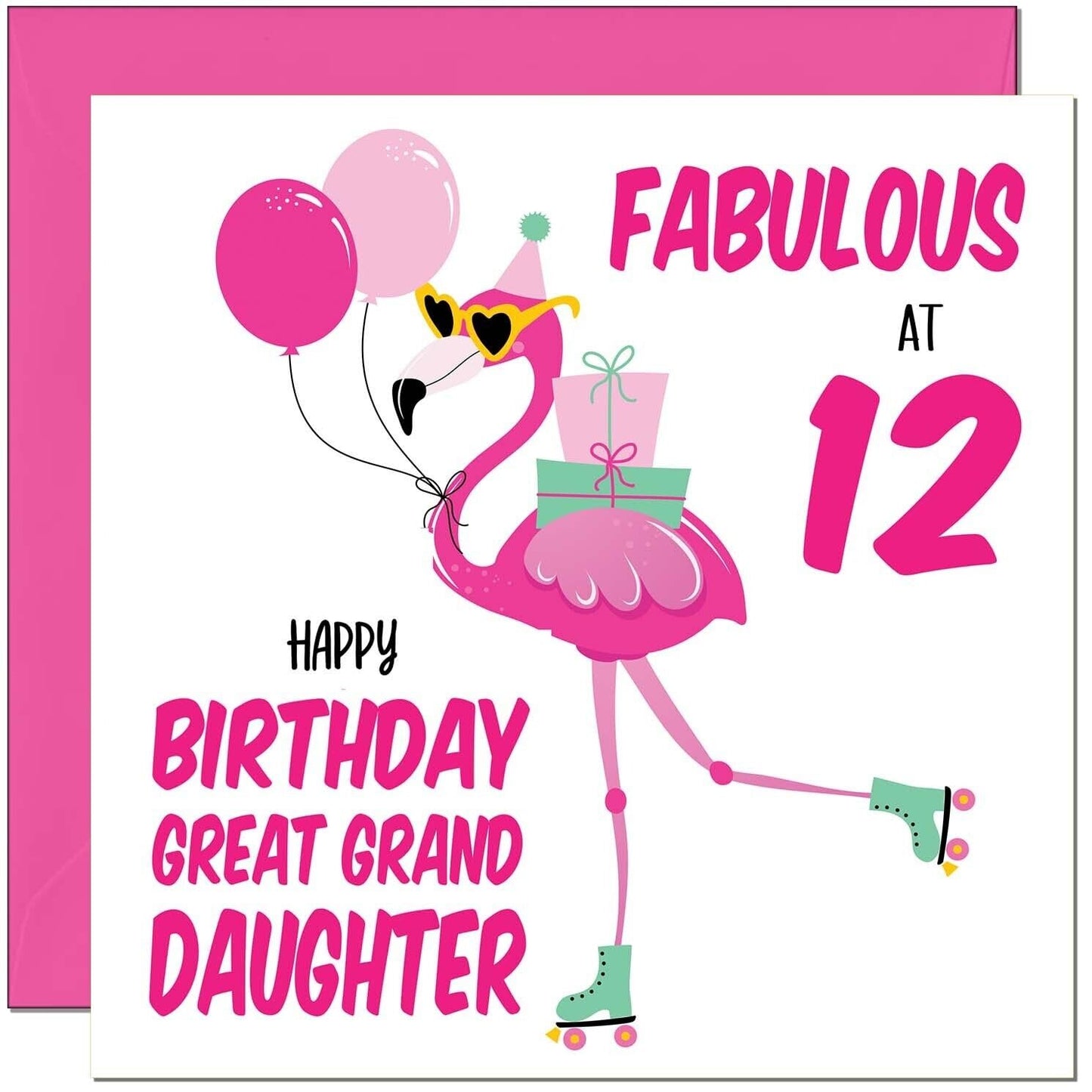 Great Granddaughter Birthday Card - Fabulous Flamingo - Cute Great Granddaughter