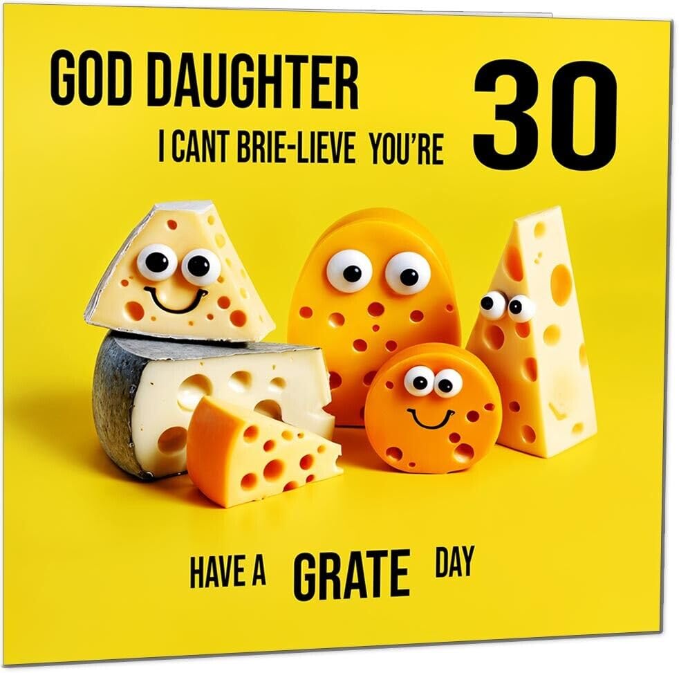 God Daughter Birthday Card - Cheese Pun Funny God Daughters