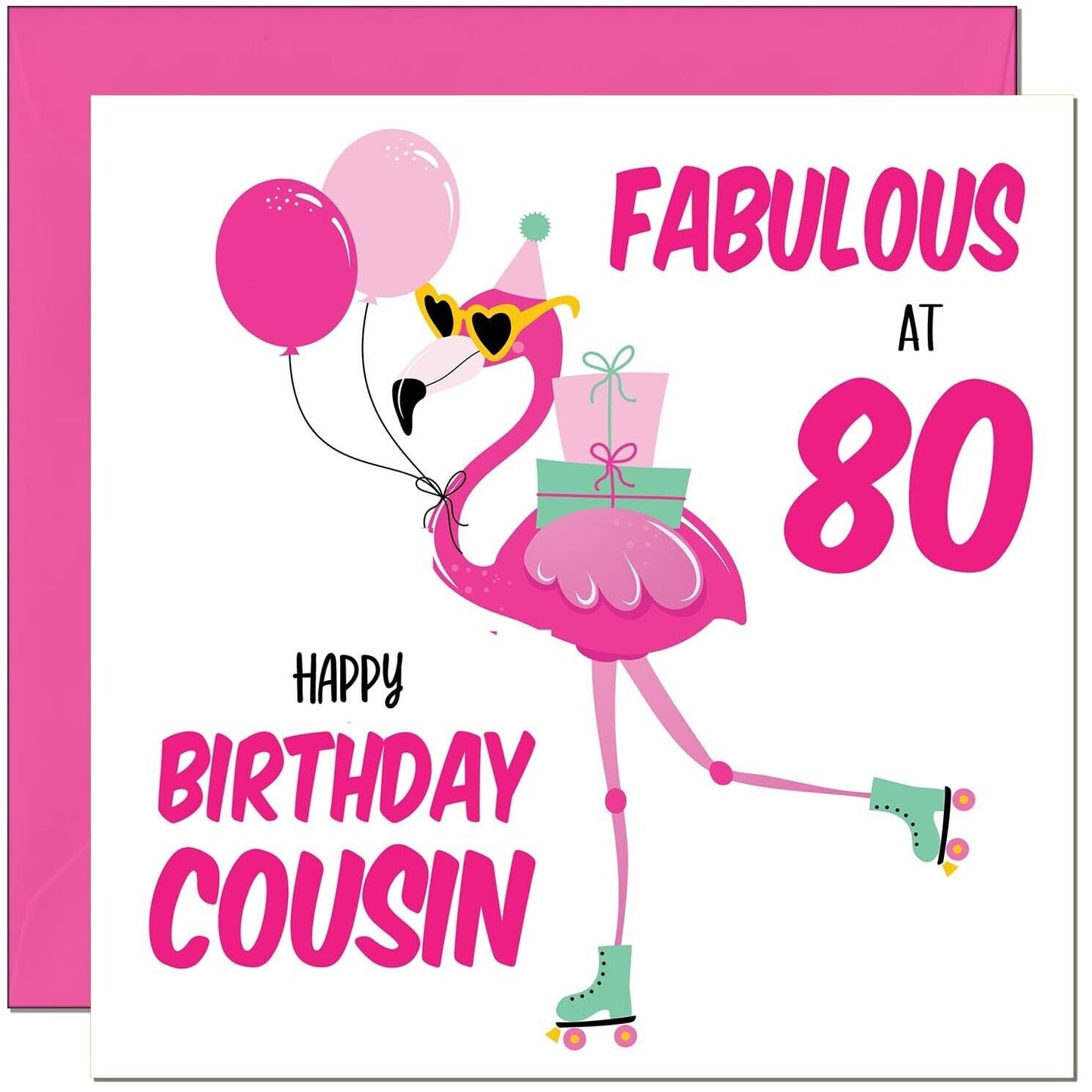 Cousin Birthday Card - Fabulous Flamingo - Ladies Womens Pink Cute Cousins