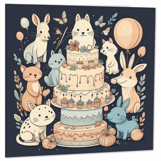 Cute Animal Birthday Card Kids Happy Birthday Cards for Children 145 x 145mm