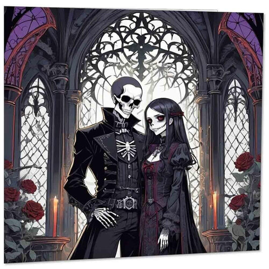 Skeleton Lovers - Gothic Greeting Card Skull Anniversary boyfriend 145mm x 145mm