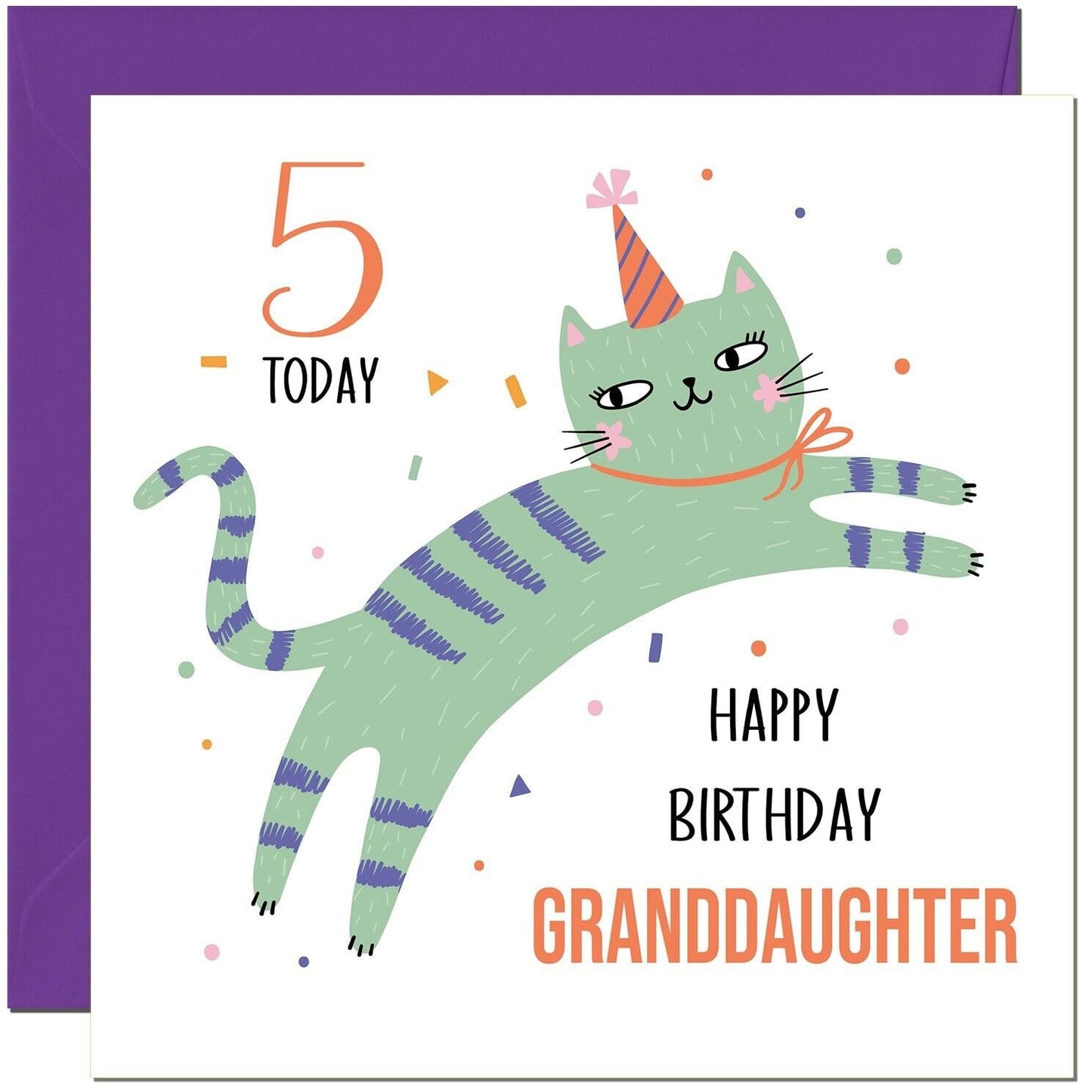 Granddaughter Birthday Card for Kids Cat Cute Grandaughters