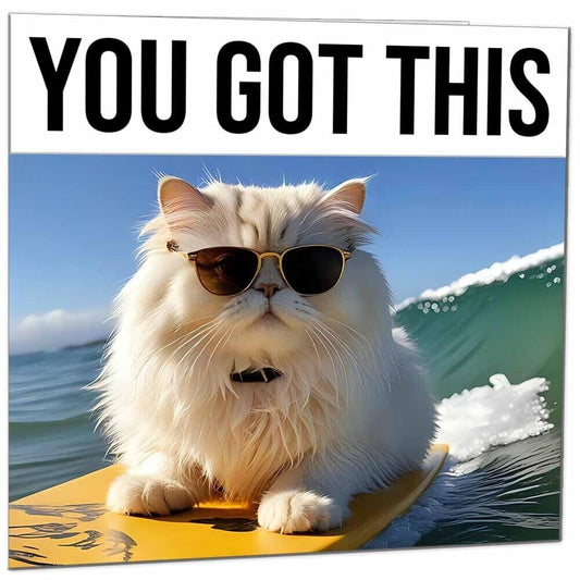 You Got This - Surfing Cat - Good Luck Card Co Worker Colleague Leaving Card