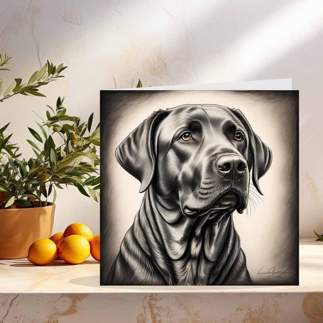 Labrador Dog Drawing Sketch Greeting Birthday Cards 145 x 145mm