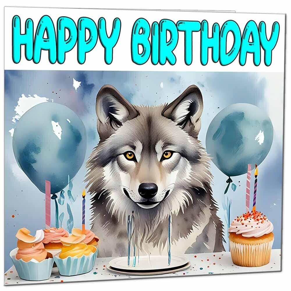 Wolf Birthday Card - Fun Wolves Birthday Card 145 x 145mm