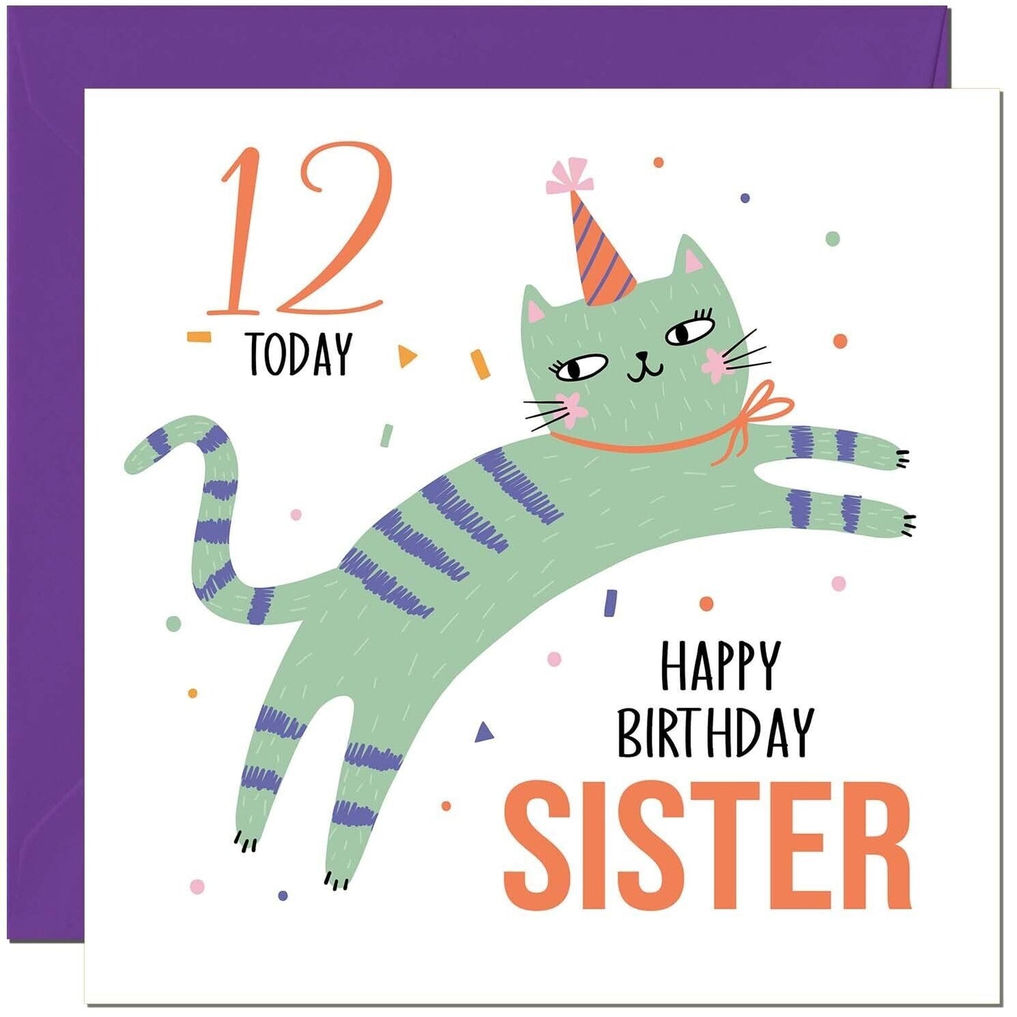 Sister Birthday Card for Kids Cat Cute Sisters