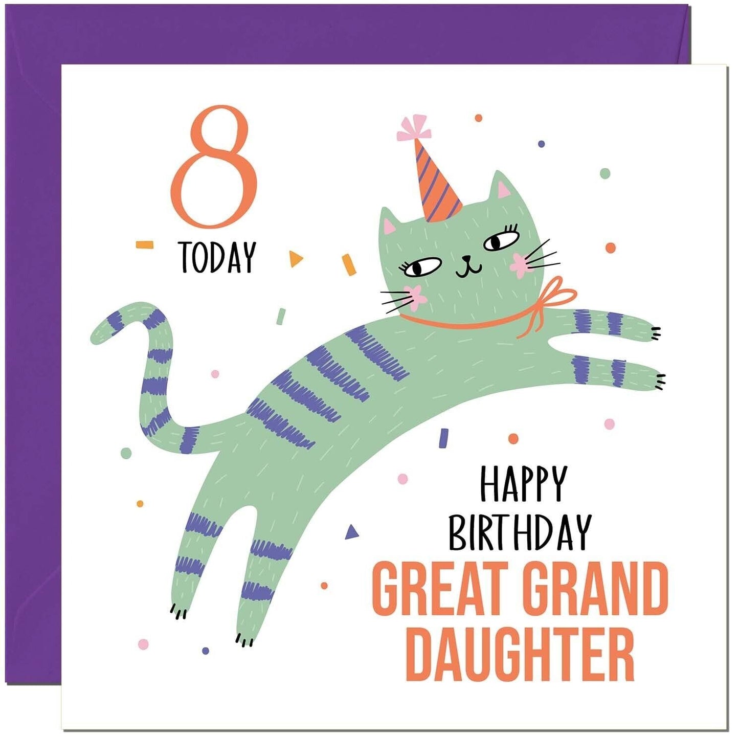 Great Granddaughter Birthday Card for Kids Cat Cute Great Granddaughters