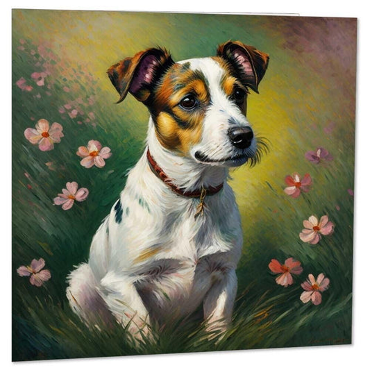 Jack Russell Greeting Card - Jack Russell artistic Painting card 145mm x 145mm