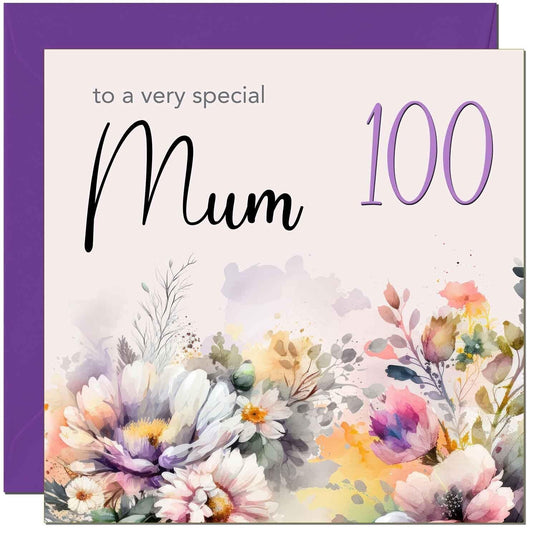 Mum Birthday Card - Purple Floral Mother Mom Mums