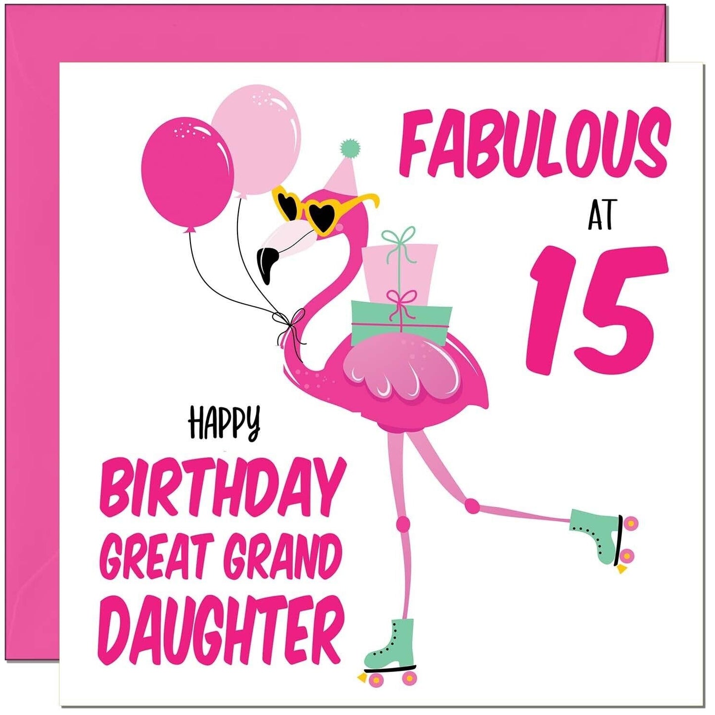 Great Granddaughter Birthday Card - Fabulous Flamingo - Cute Great Granddaughter