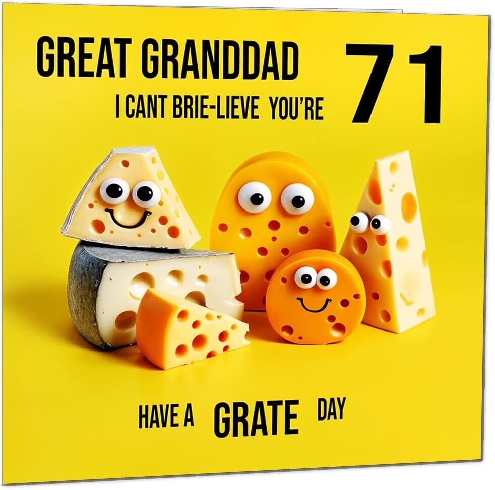 Great Granddad funny Birthday Card - Cheese Pun Funny Great Granddads