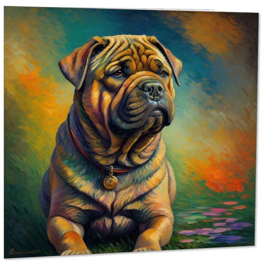 Shar-pei Greeting Card - Sharpei Dog illustration 145mm x 145mm