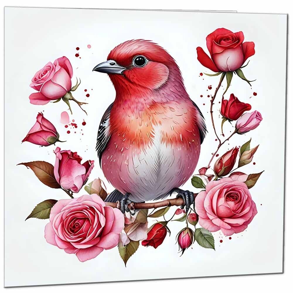 Red Bird Greeting Card - Any Occasion - Colourful Bird Illustration