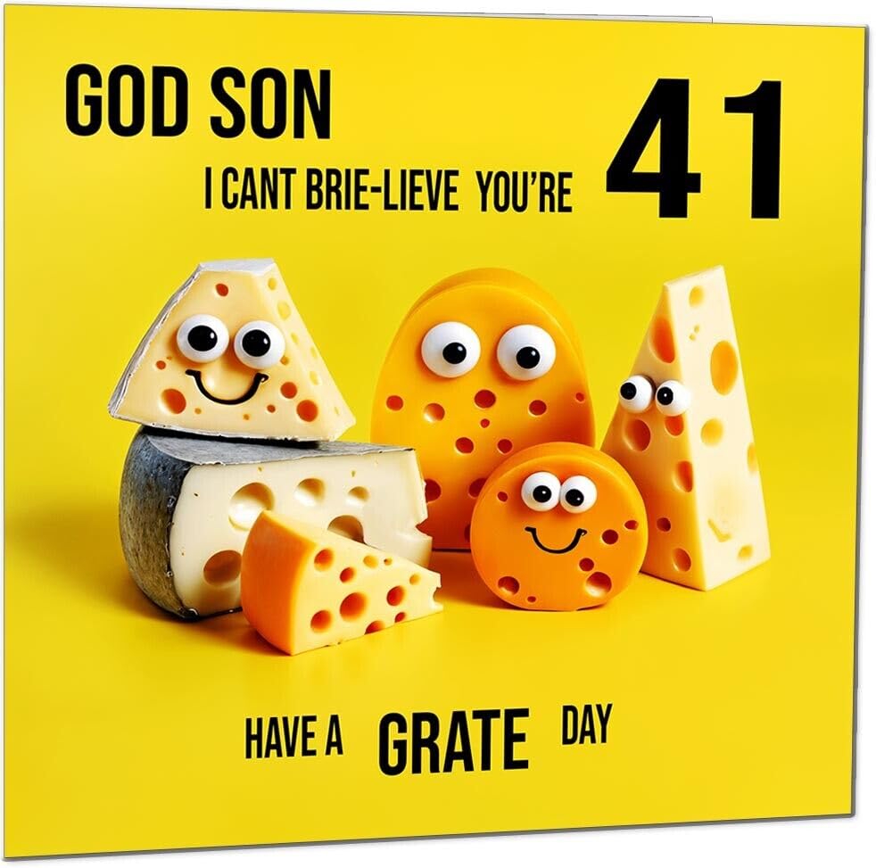 God Son Birthday Card - Cheese Pun Funny God Son's