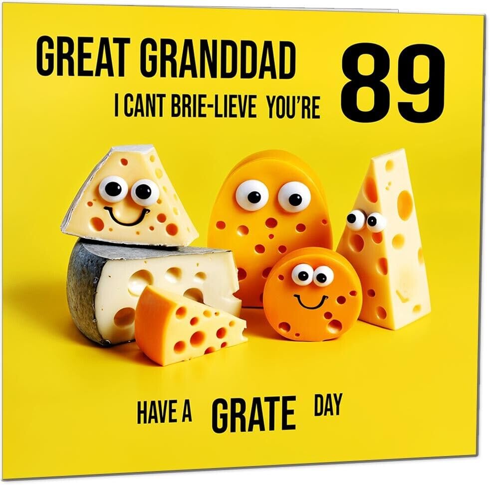 Great Granddad funny Birthday Card - Cheese Pun Funny Great Granddads