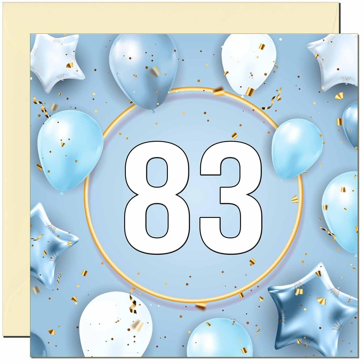 Birthday Card for Men Women - Blue White Balloon