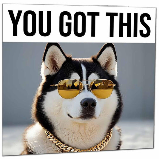 Good Luck Card - Cool Husky - You Got This Colleague New Job Card 145 x 145mm