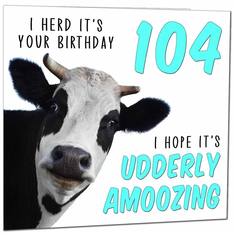 Birthday Card for Men Women Cow Pun Funny