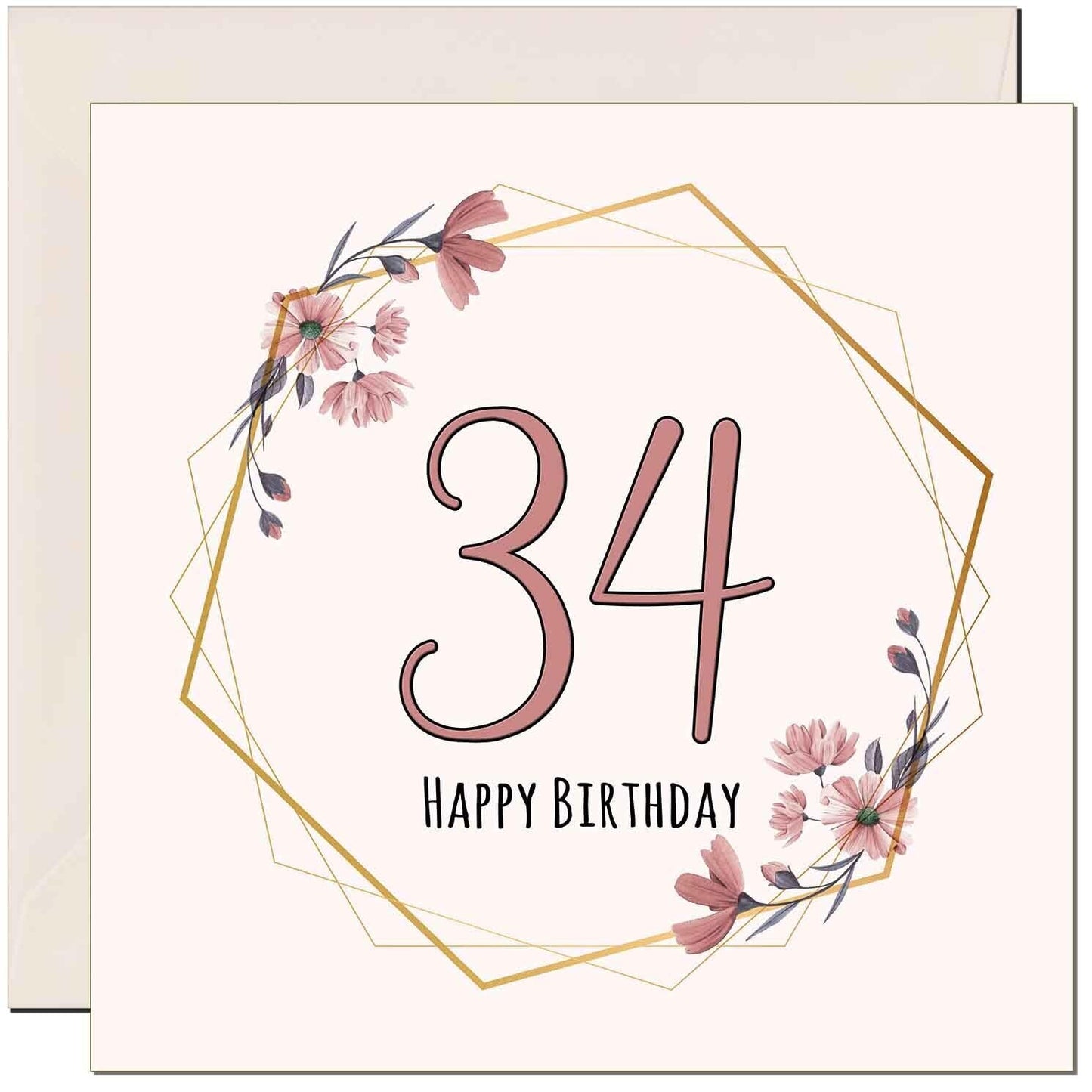 Floral Birthday Card for Women Elegant Beautiful