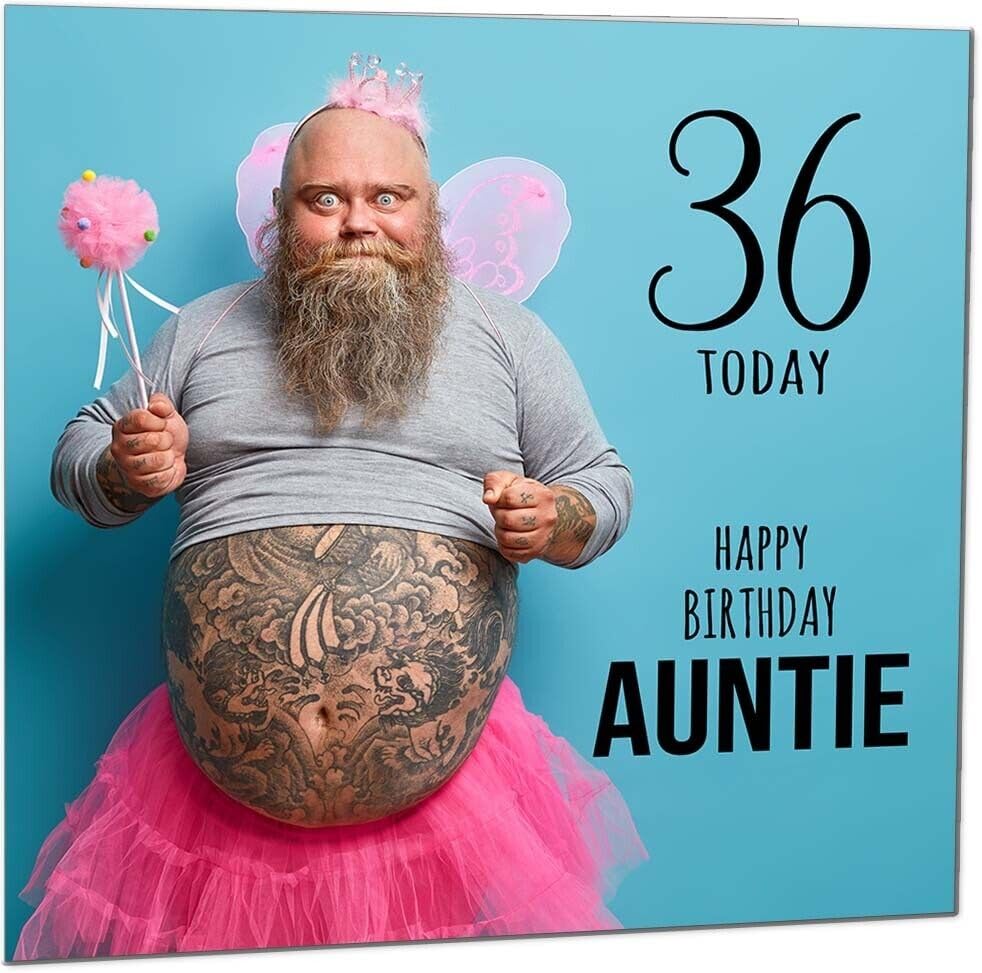 Aunt Funny Birthday Card - Bearded Man Joke Funny Aunties