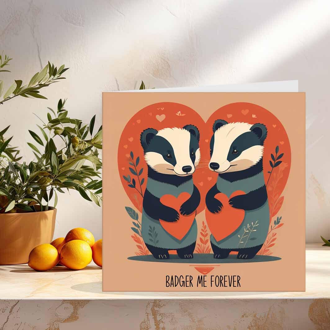 Badger Anniversary Card - Badger Me Forever - Badgers Valentines Card