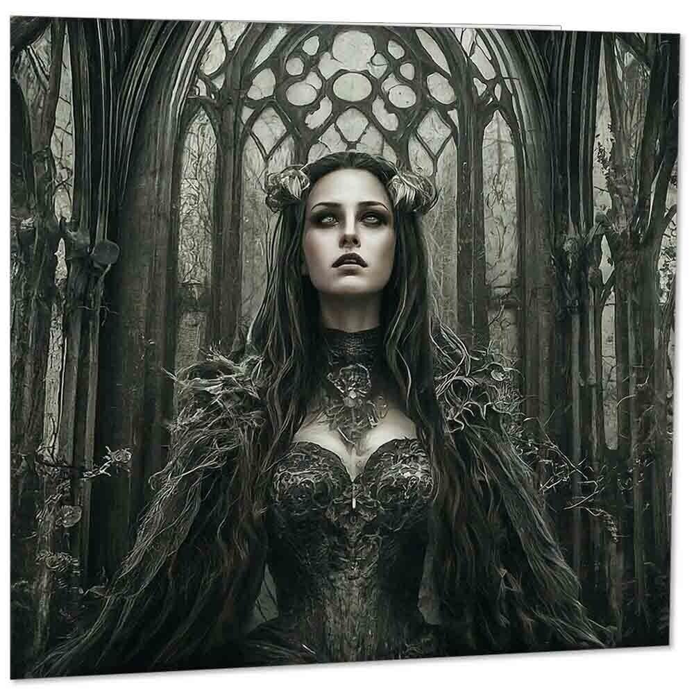 Gothic Witch Greeting Card - Goth Beautiful 145mm x 145mm
