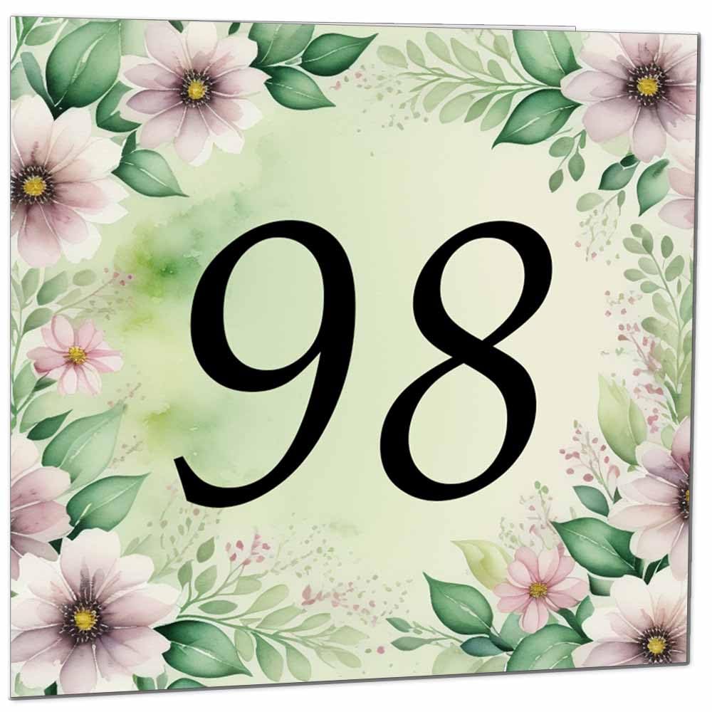 80th Birthday Card for Women Men - Green Floral Birthday Cards for 80 year old Lady Eighty Eightieth Ladies Grandma Nan Aunt Mum Sister Mom Friend