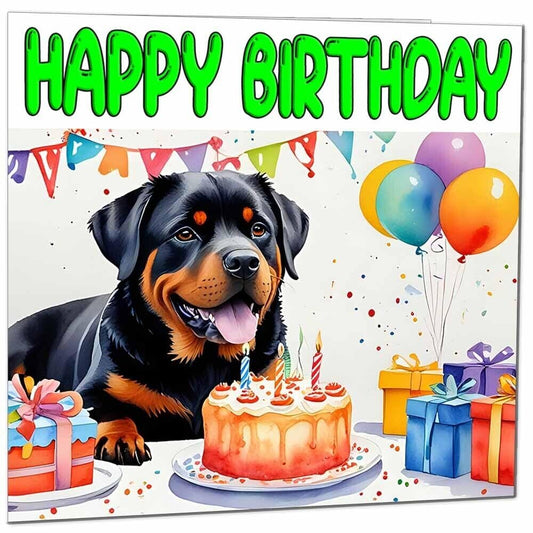 Rottweiler Birthday Card - Fun Rottie Dog Birthday Card - 145 x 145mm