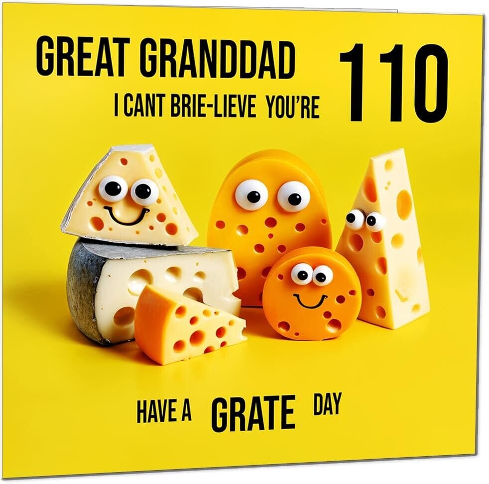 Great Granddad funny Birthday Card - Cheese Pun Funny Great Granddads