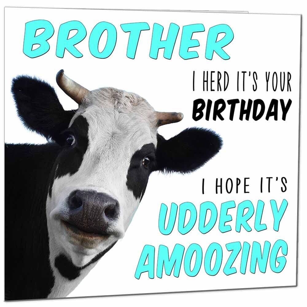 Birthday Card for Men Women Cow Pun Funny