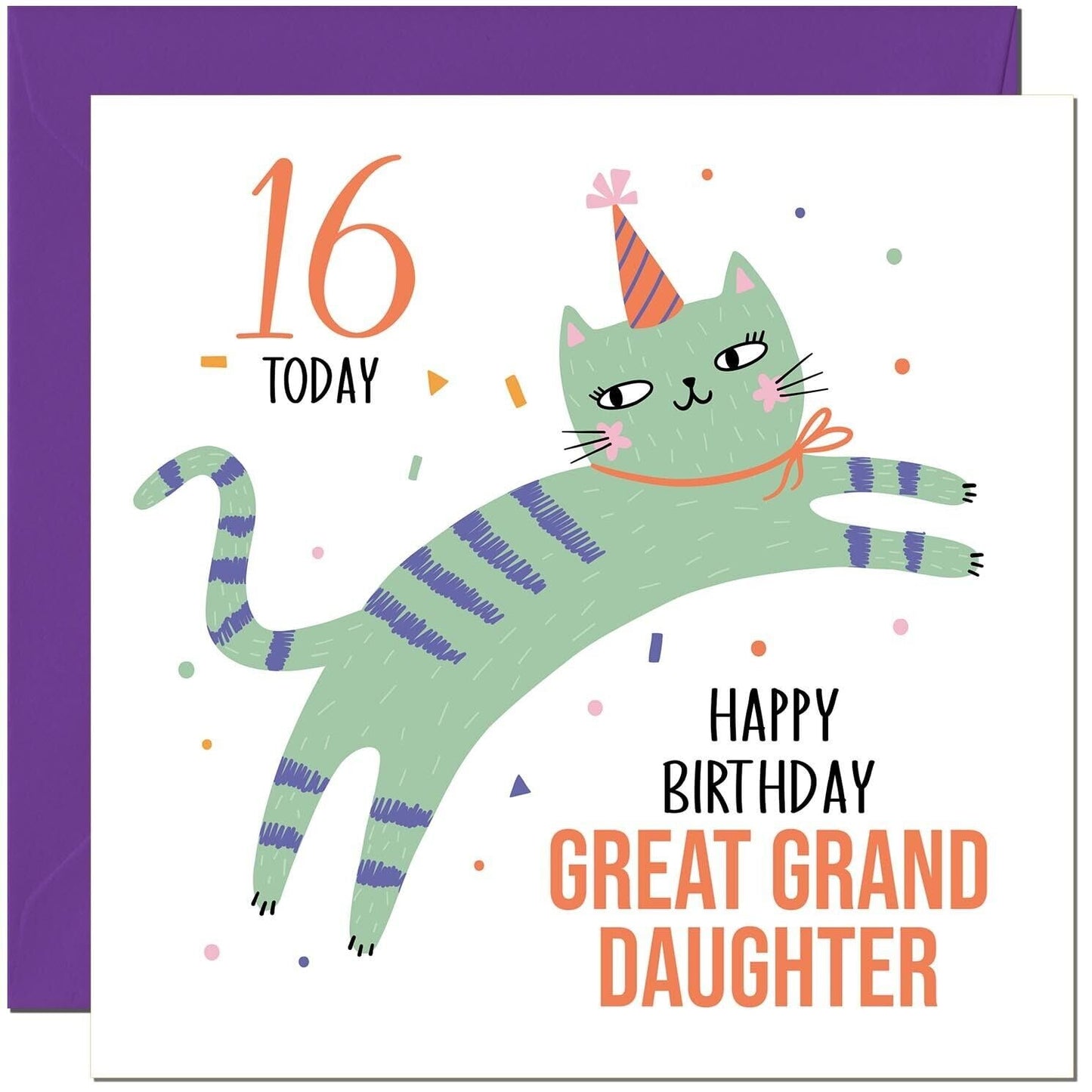 Great Granddaughter Birthday Card for Kids Cat Cute Great Granddaughters