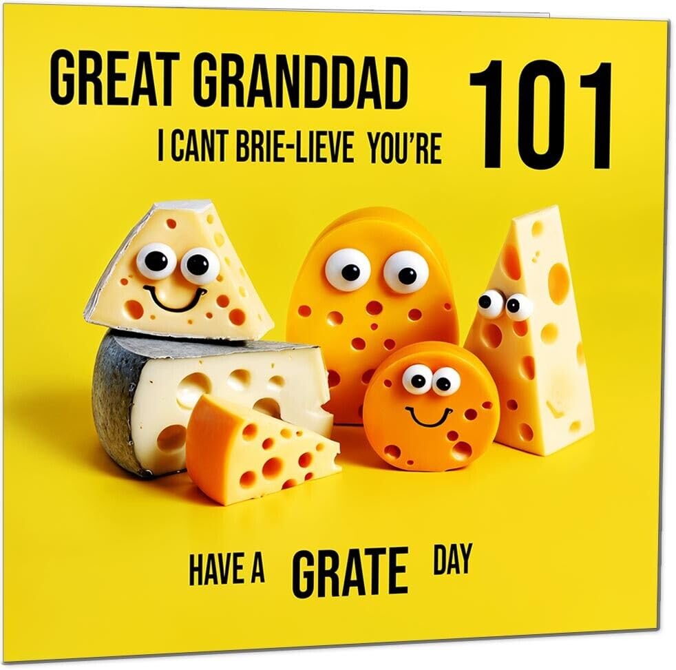 Great Granddad funny Birthday Card - Cheese Pun Funny Great Granddads