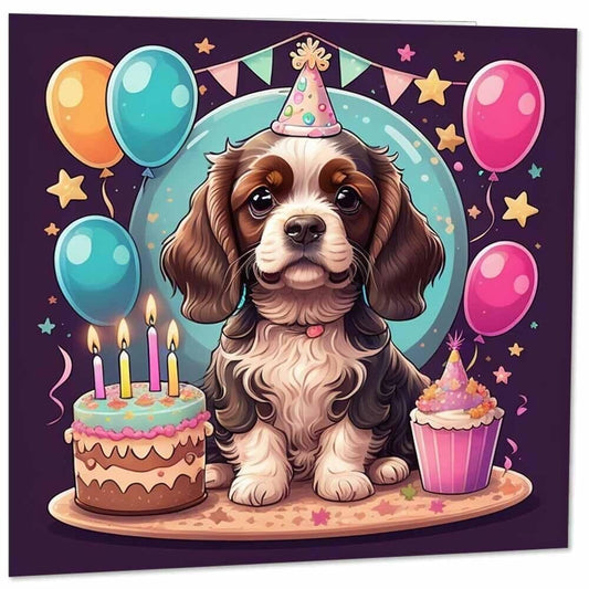 Cute Cocker Spaniel Birthday Card - Cocker Spaniel 145mm x 145mm