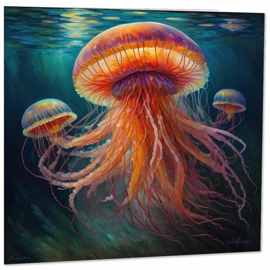 Jellyfish Greeting Card Animal Impressionism Art 145mm x 145mm